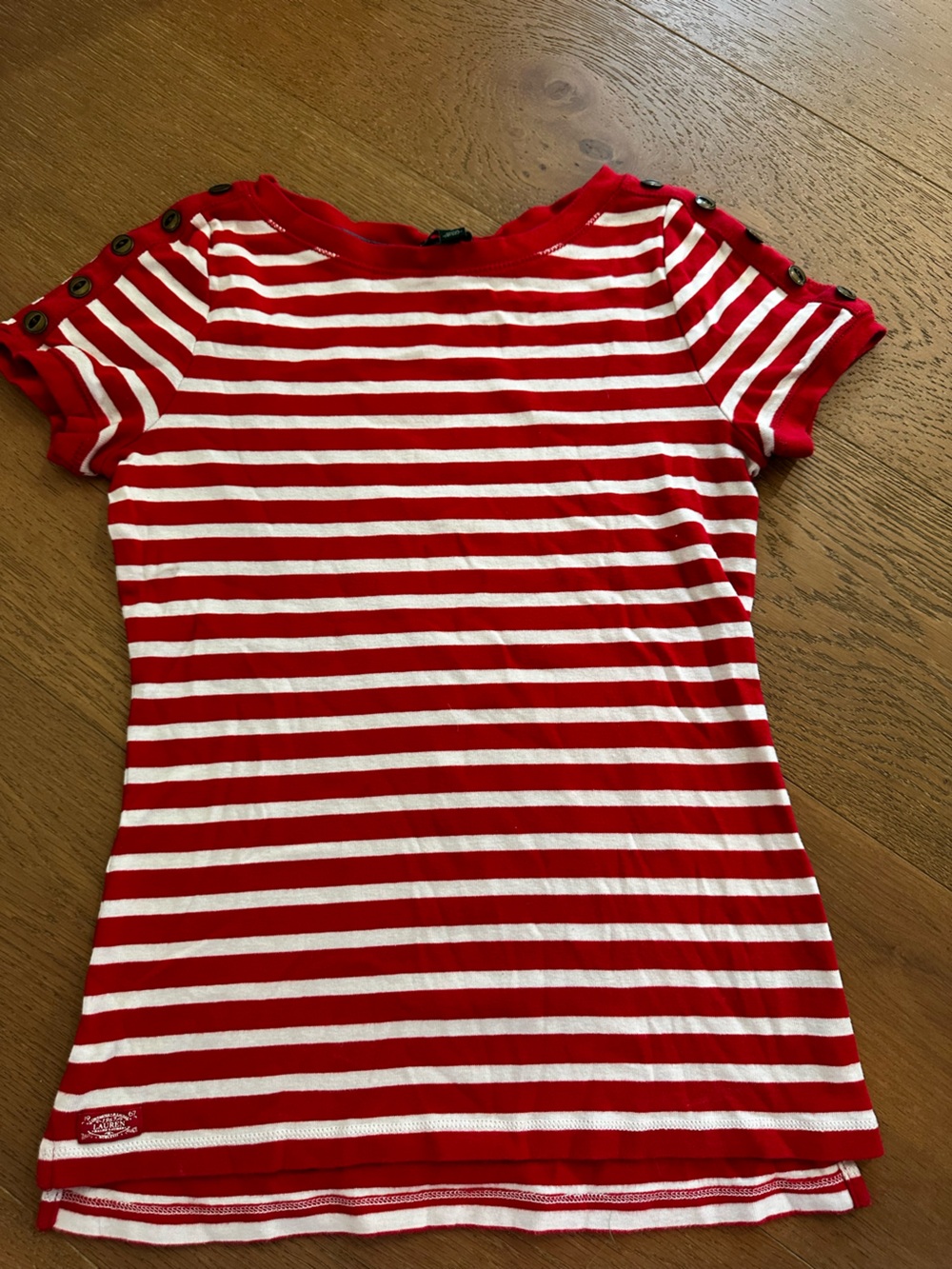 Women’s Ralph Lauren Red & White Striped Short-Sleeve shirt small